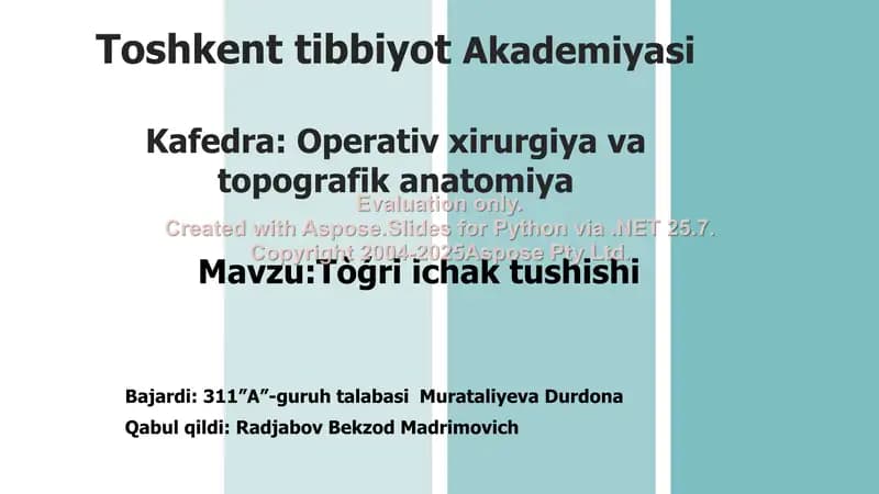 To’g’ri ichak tushishi va operatsiyalar