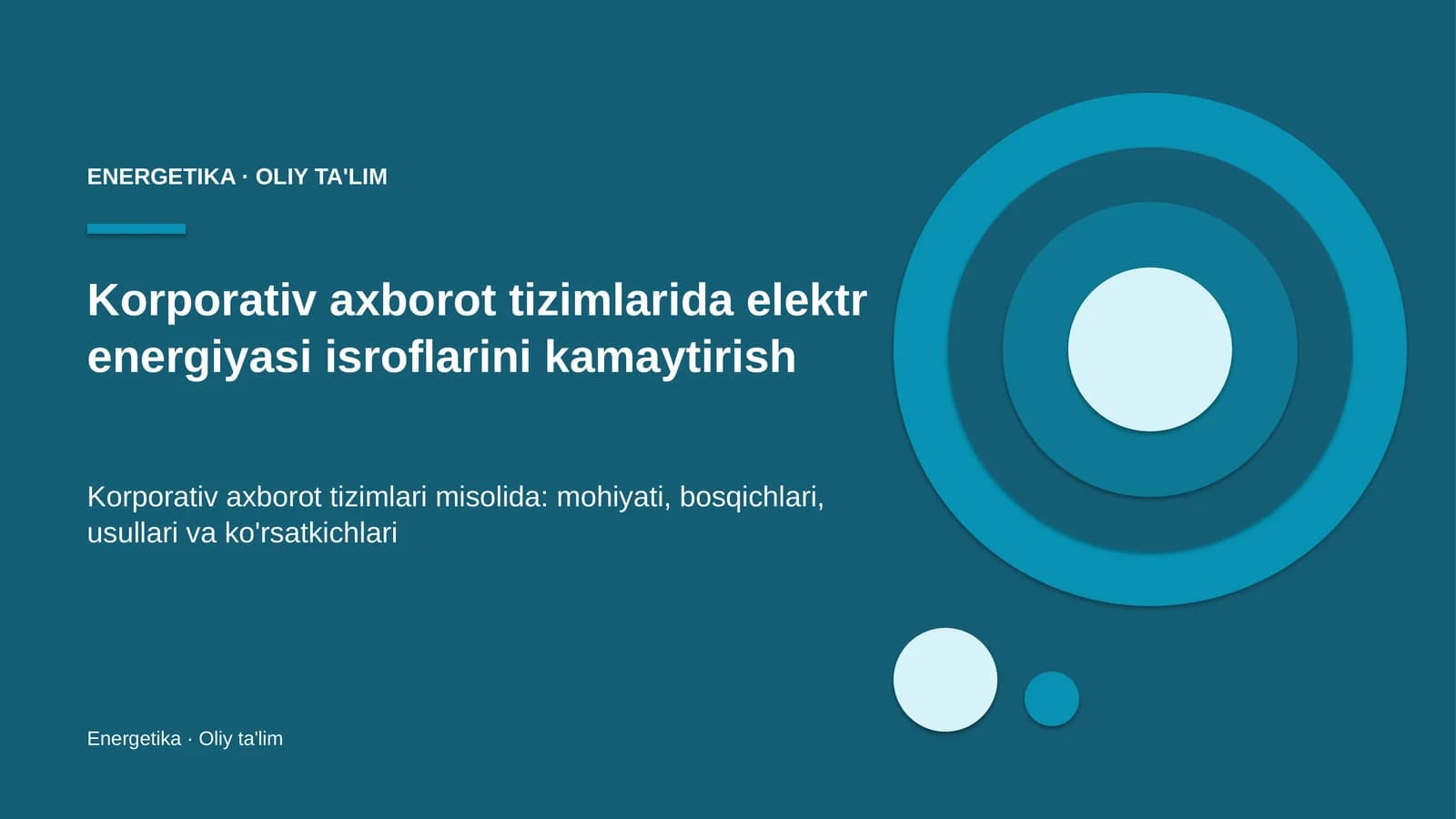 Korporativ axborot tizimlarida elektr energiyasi isroflarini kamaytirish