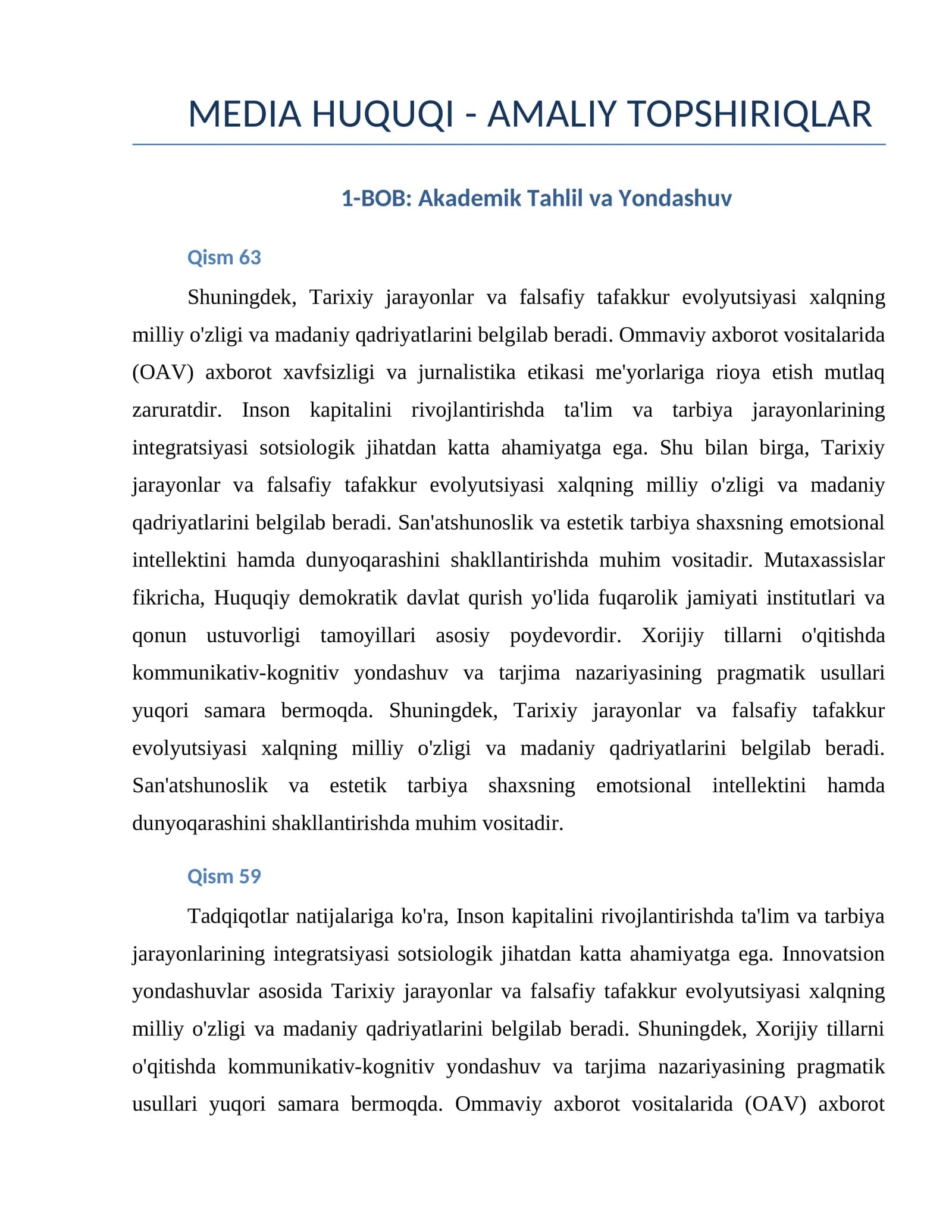 Media Huquqi - Amaliy Topshiriq