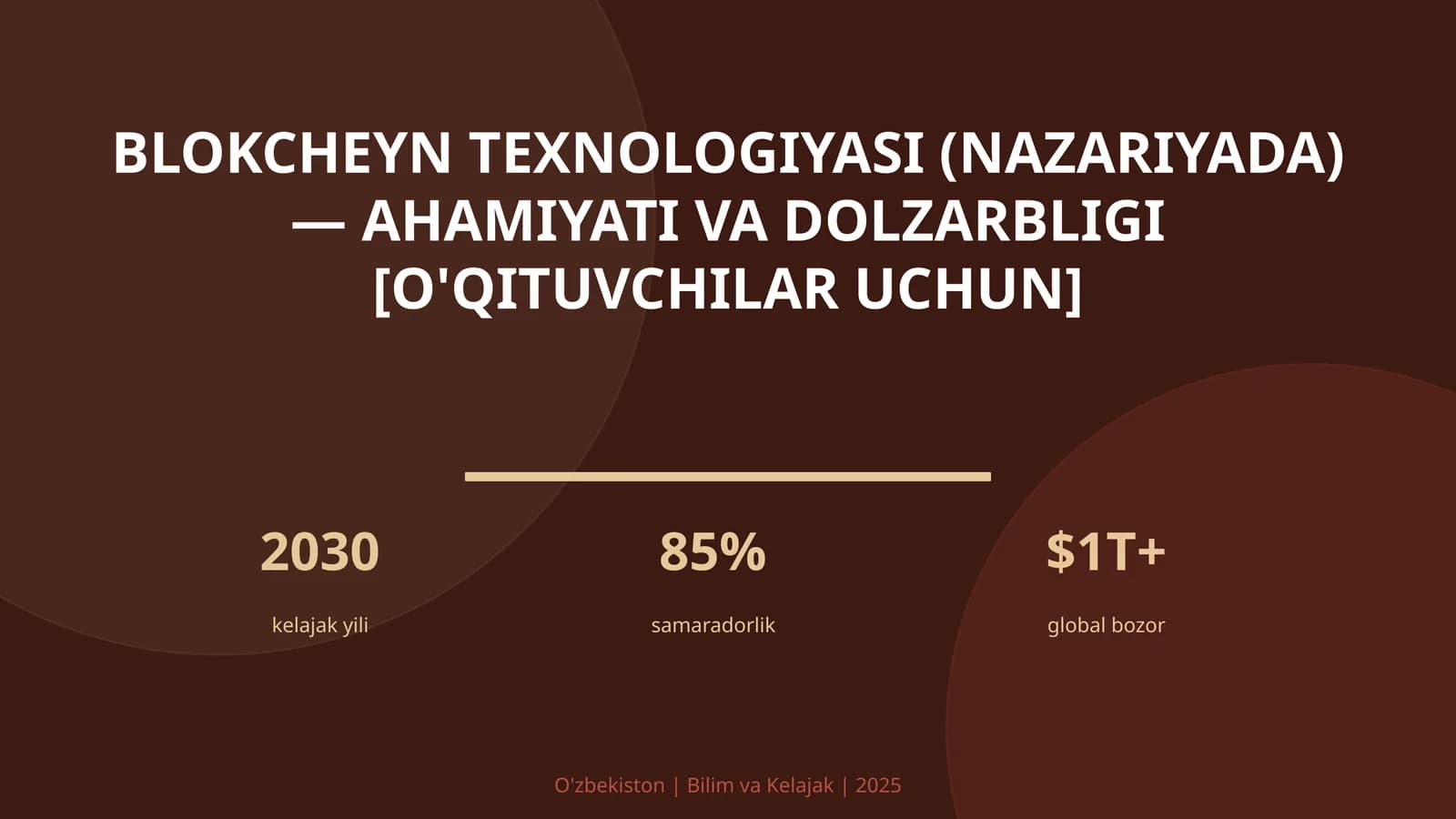Blokcheyn texnologiyasi (nazariyada) — ahamiyati va dolzarbligi [o'qituvchilar uchun]