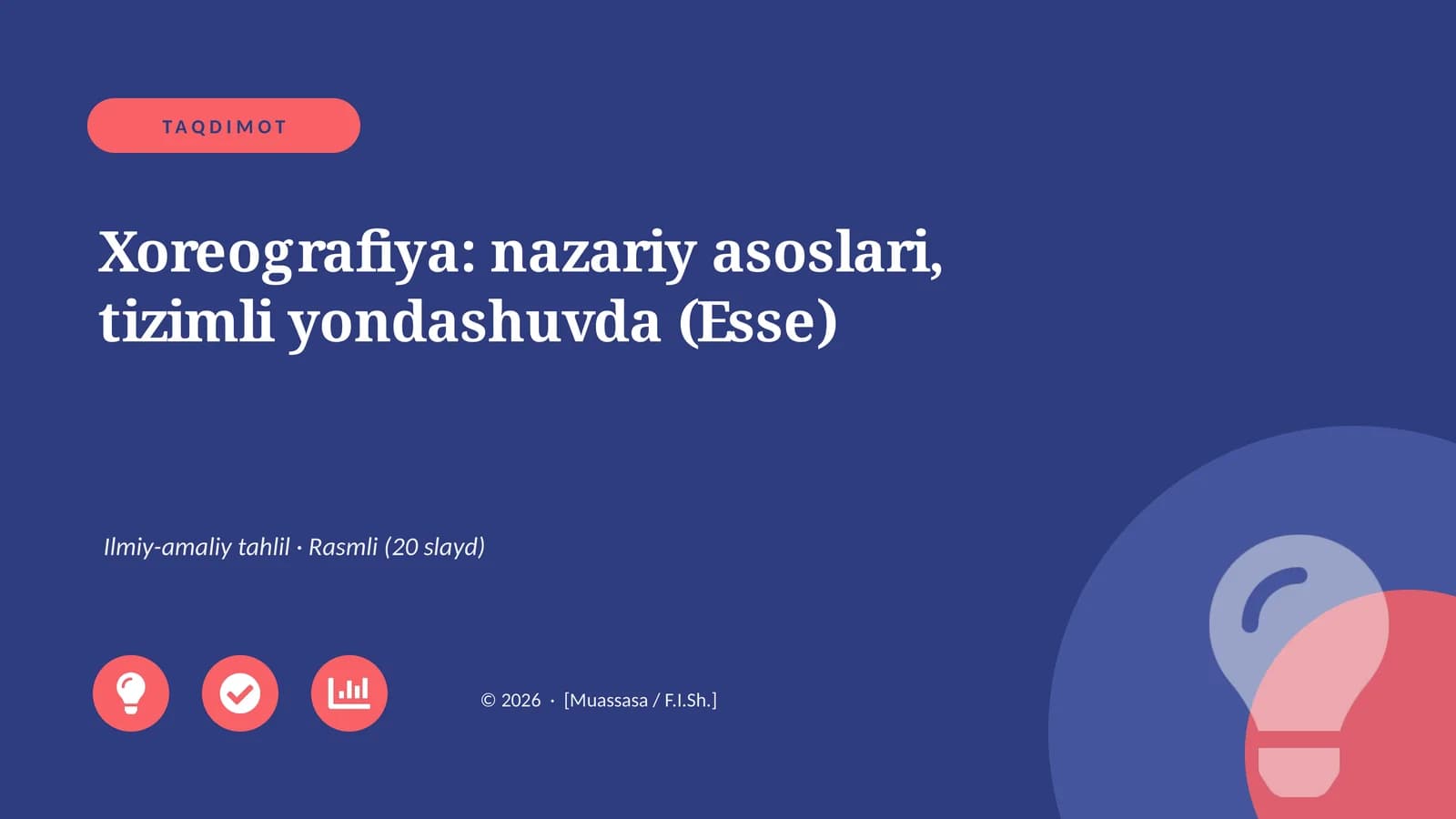 Xoreografiya: nazariy asoslari, tizimli yondashuvda (Esse)