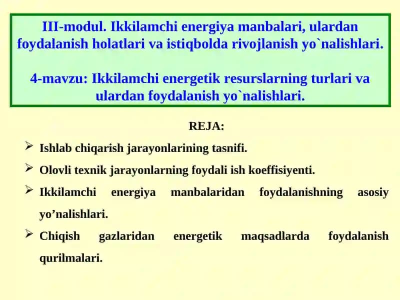 Ikkilamchi energetik resurslar