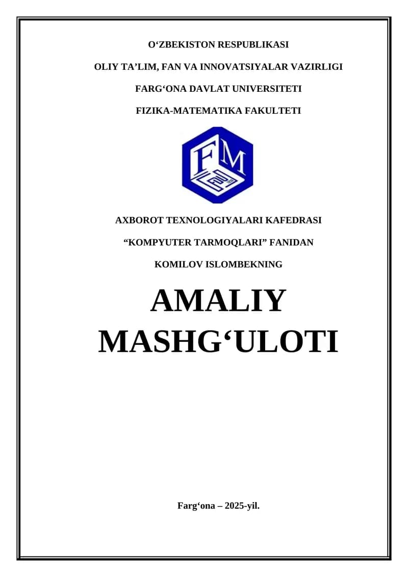 Tarmoq protokoli va marshrutlash protokollari