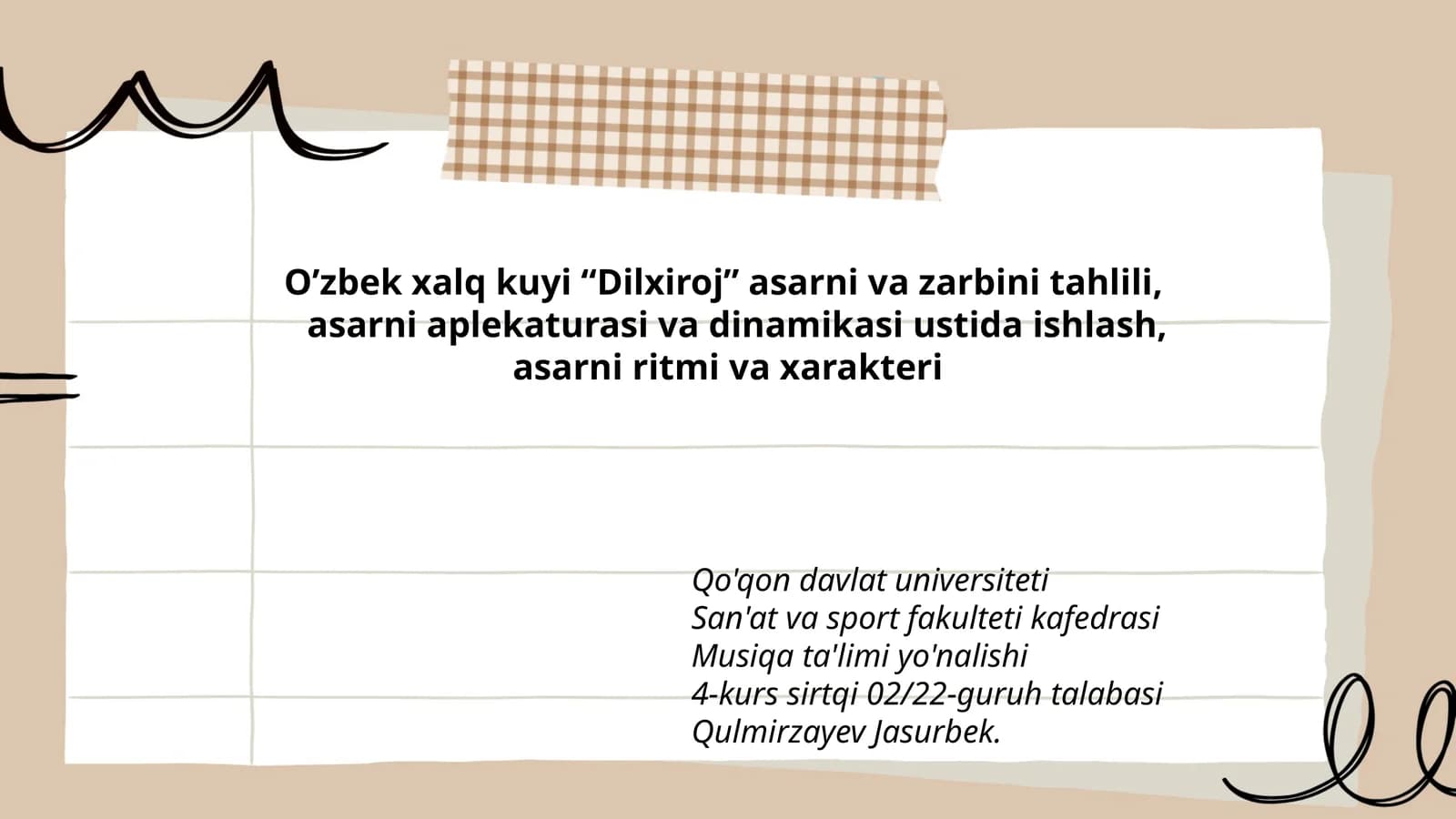 O’zbek xalq kuyi “Dilxiroj”