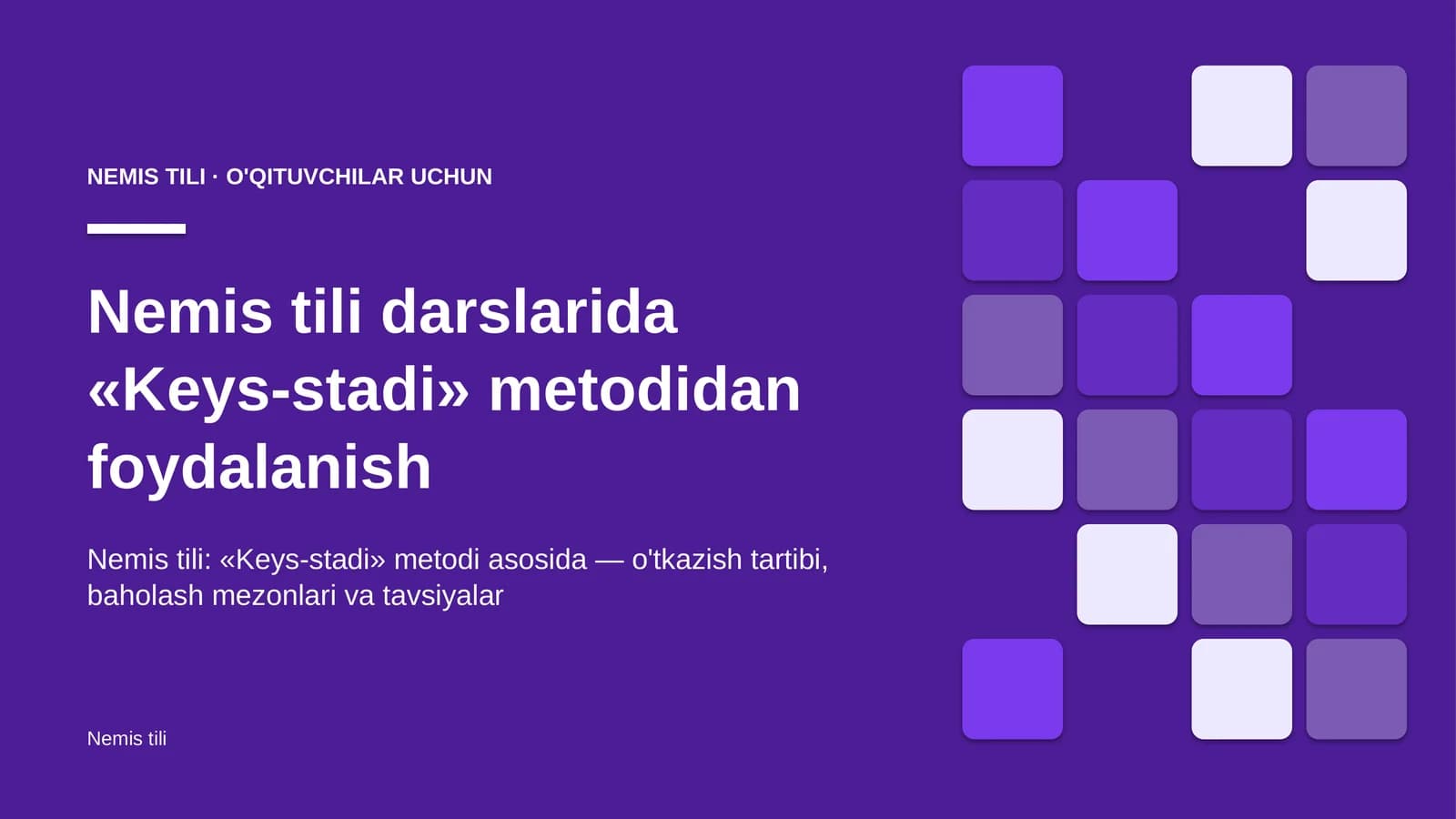 nemis tili darslarida keys stadi metodidan foydalanish 5113