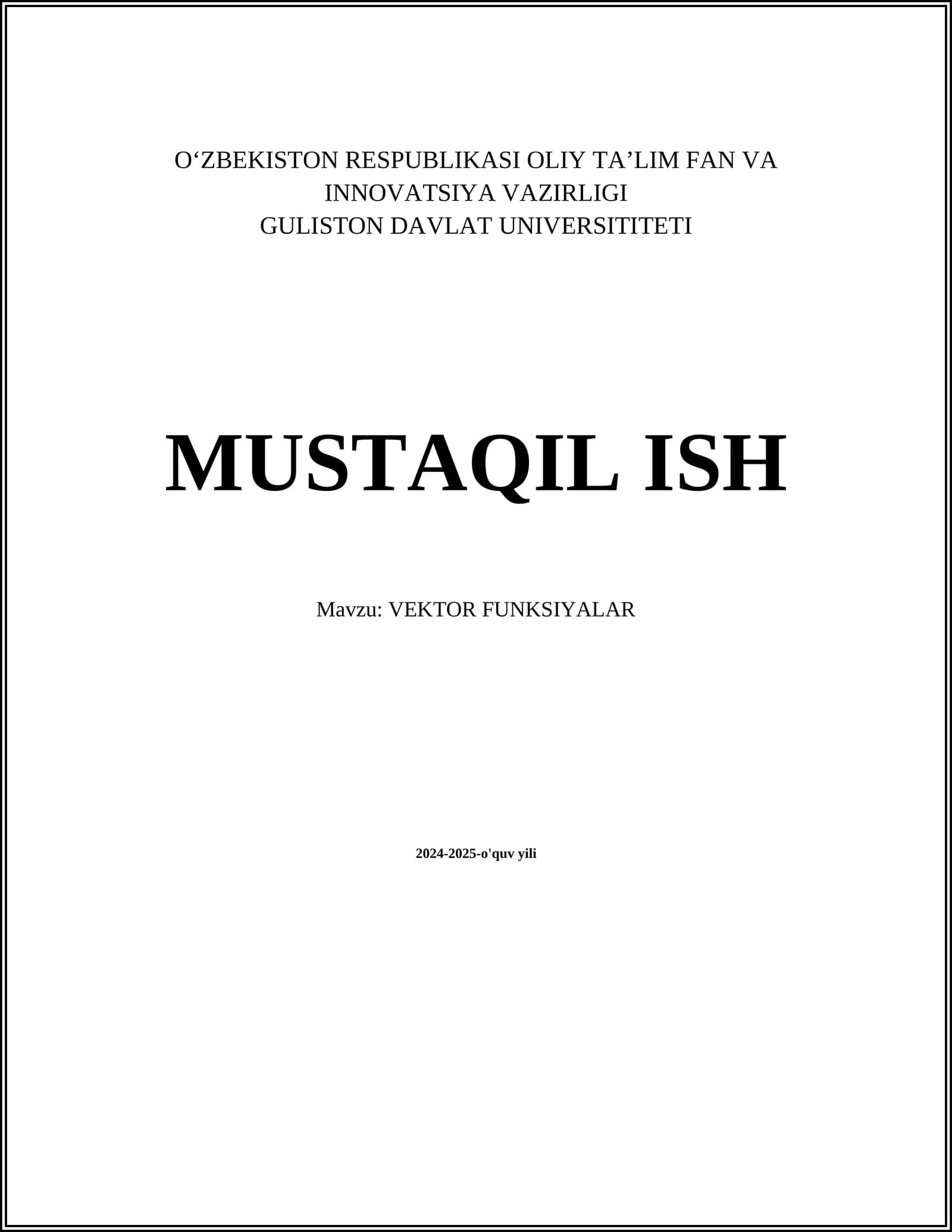 VEKTOR FUNKSIYALAR