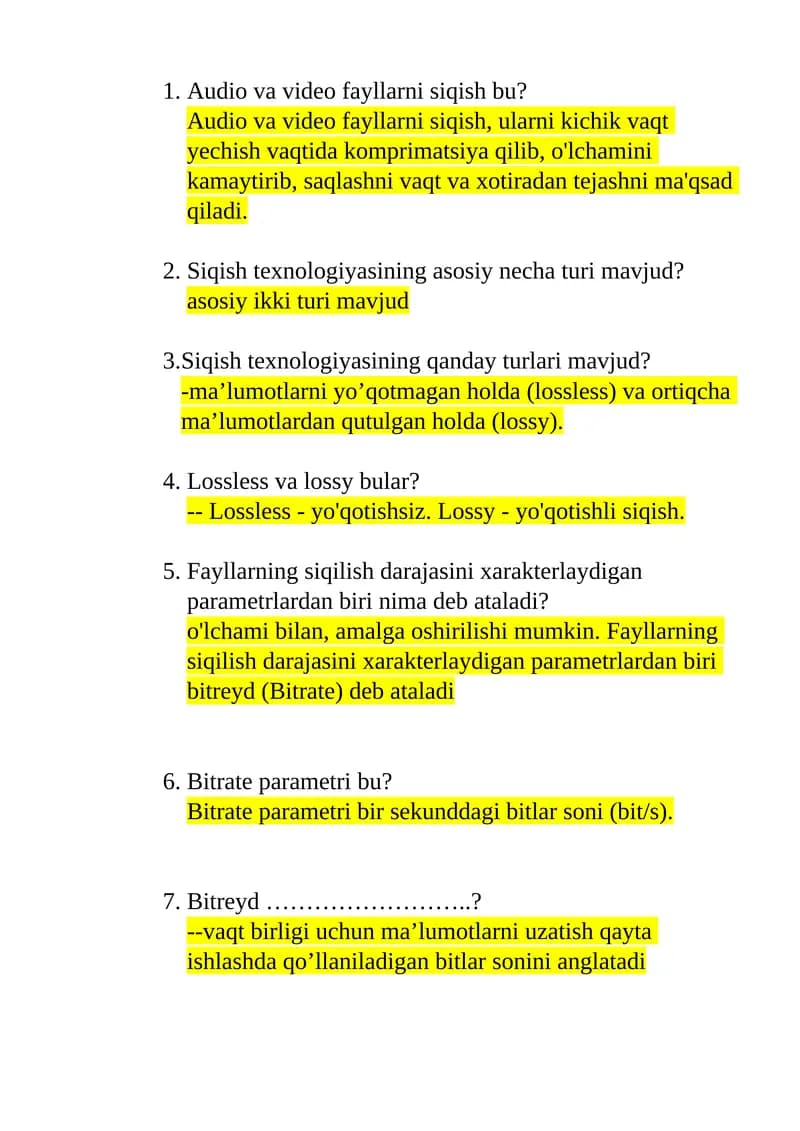 Siqish texnologiyasi haqida