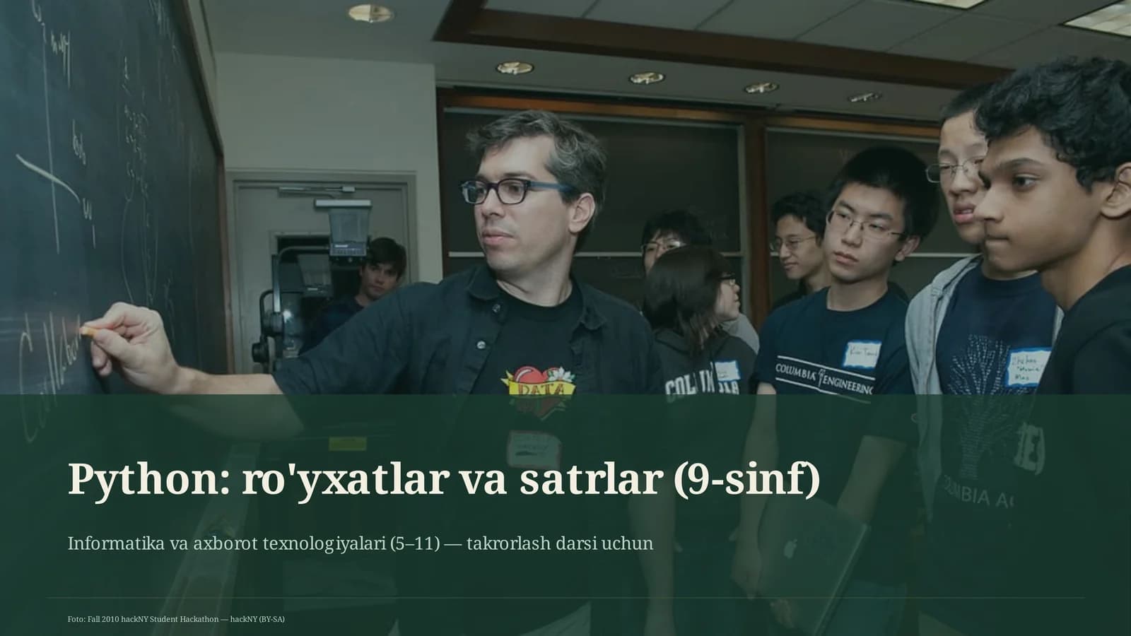 Python: ro'yxatlar va satrlar (9-sinf)