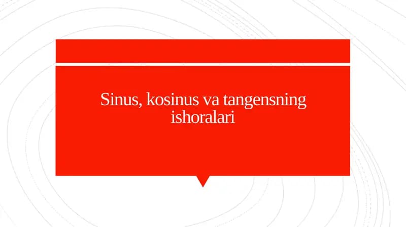 Sinus, kosinus va tangensning ishoralari
