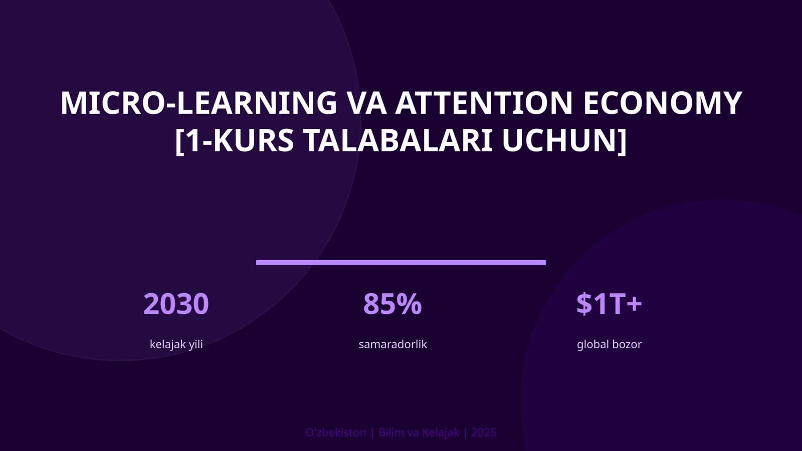 MICRO-LEARNING VA ATTENTION ECONOMY [1-KURS TALABALARI UCHUN]
