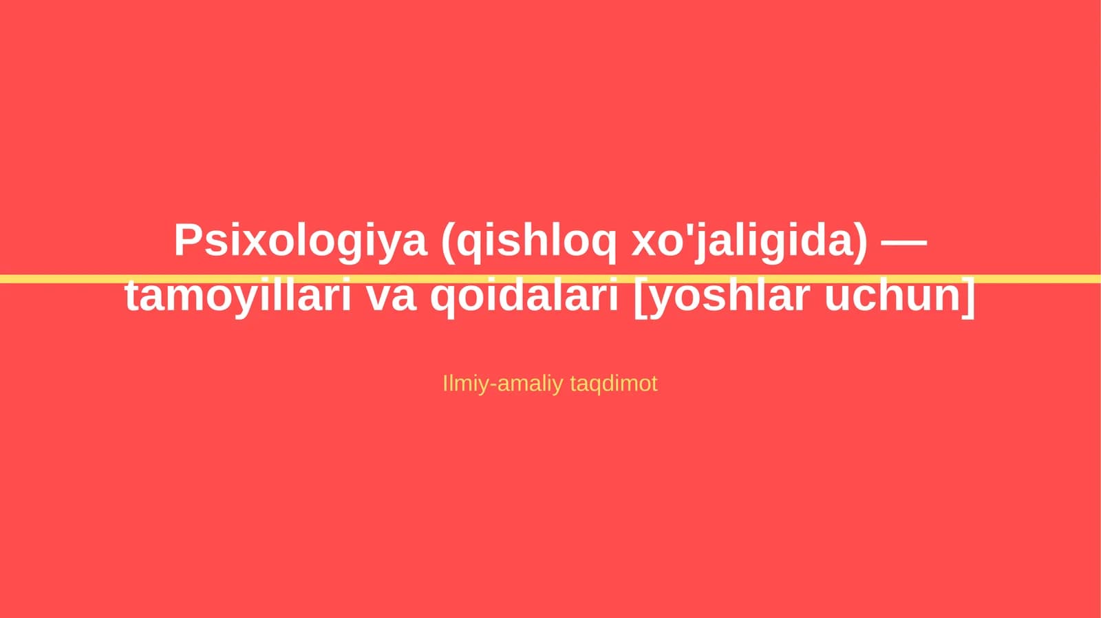 Psixologiya (qishloq xo'jaligida) — tamoyillari va qoidalari [yoshlar uchun]