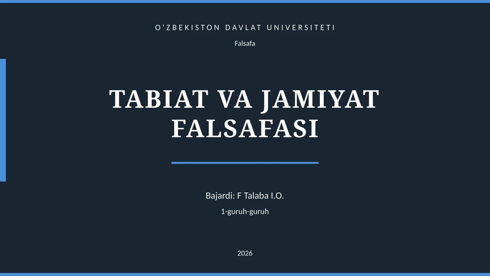 TABIAT VA JAMIYAT FALSAFASI
