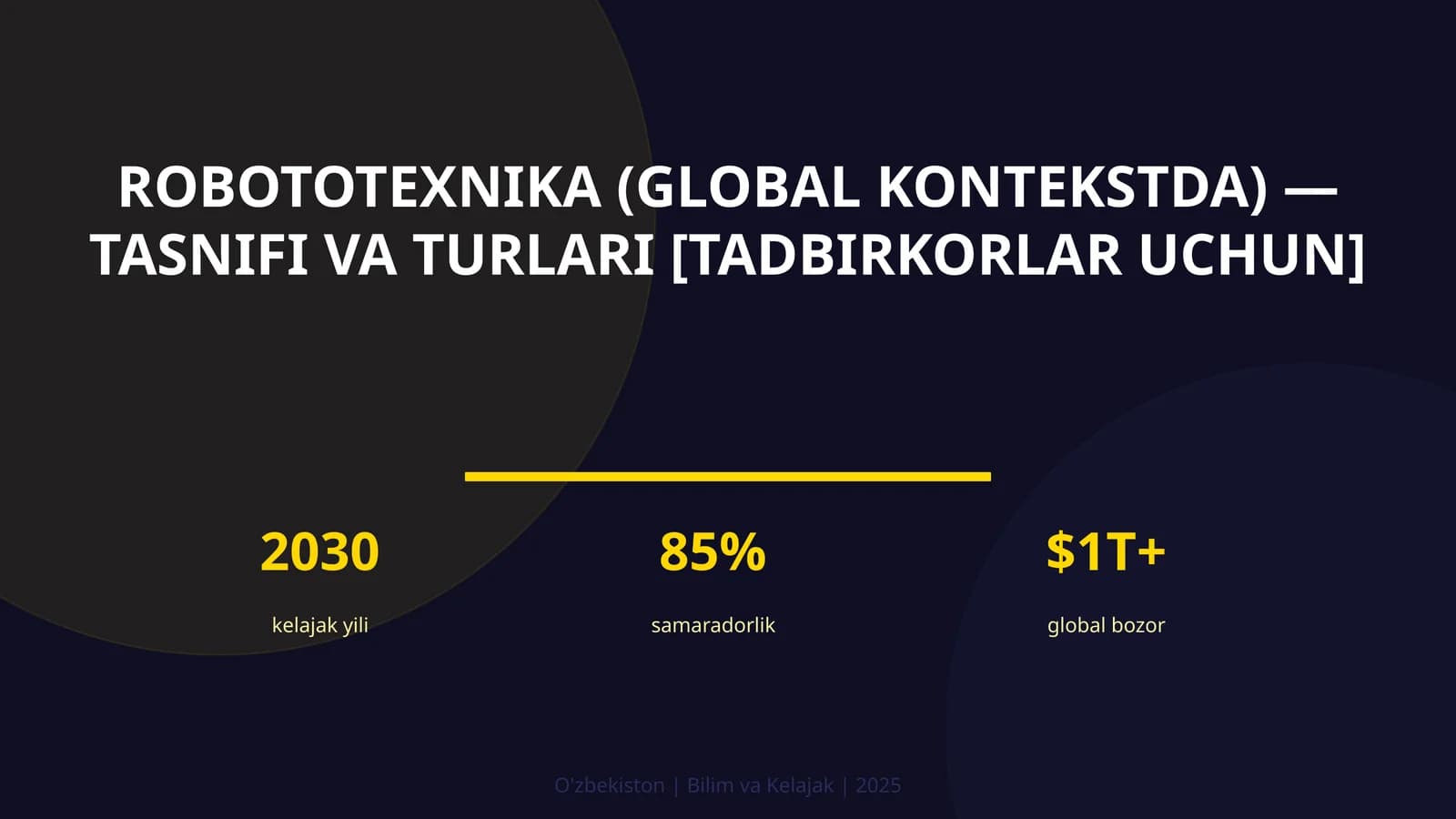 ROBOTOTEXNIKA (GLOBAL KONTEKSTDA) — TASNIFI VA TURLARI [TADBIRKORLAR UCHUN]