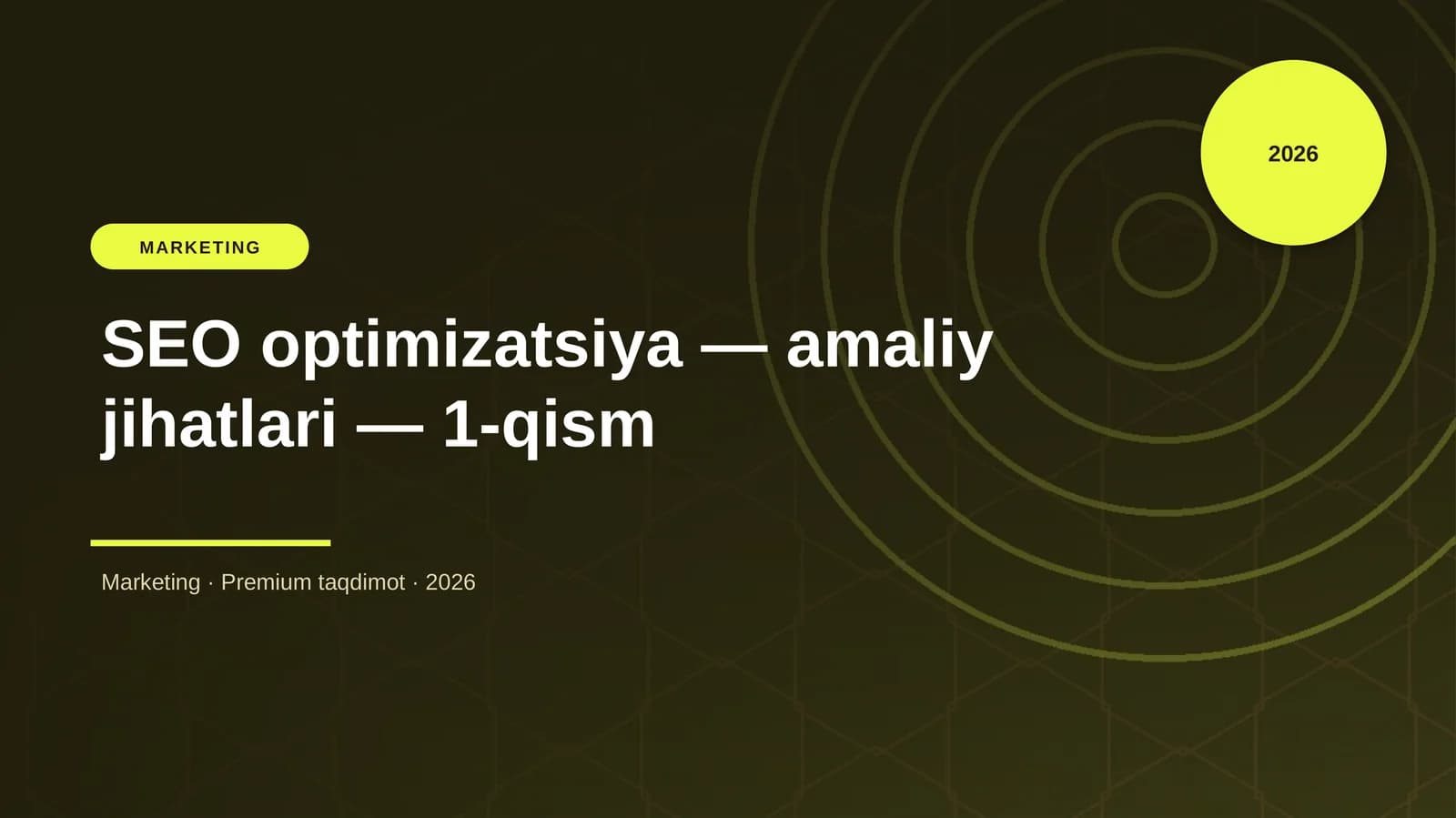 SEO optimizatsiya — amaliy jihatlari — 1-qism