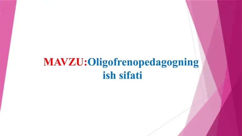 Oligofrenopedagogning ish sifati