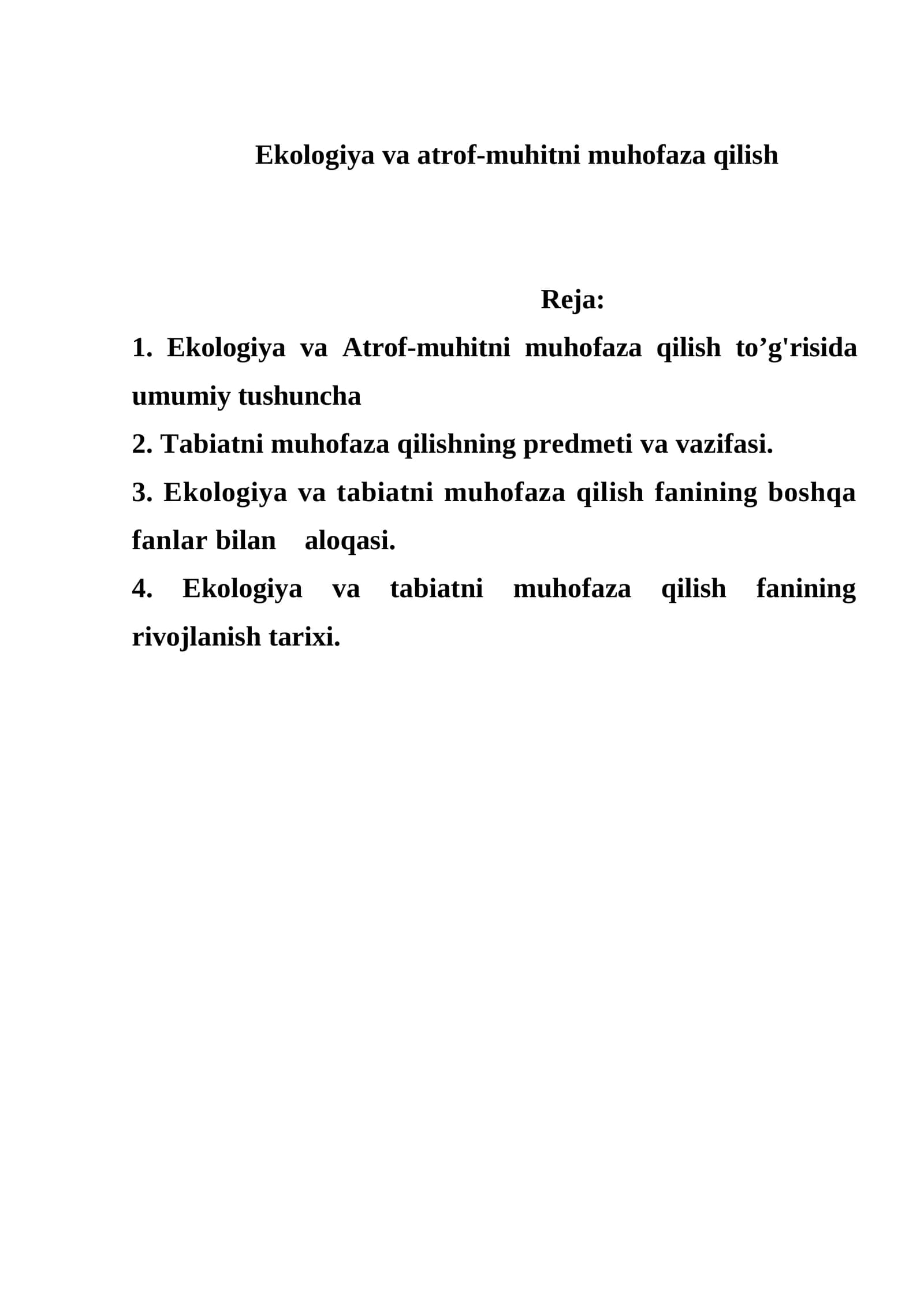 Ekologiya va atrof-muhitni muhofaza qilish