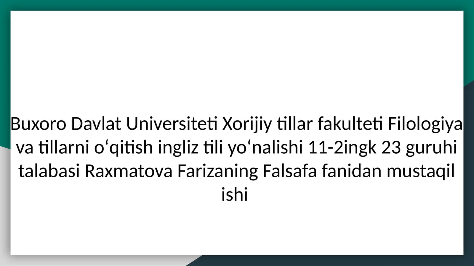 Mantiq fani haqida umumiy ma’lumot
