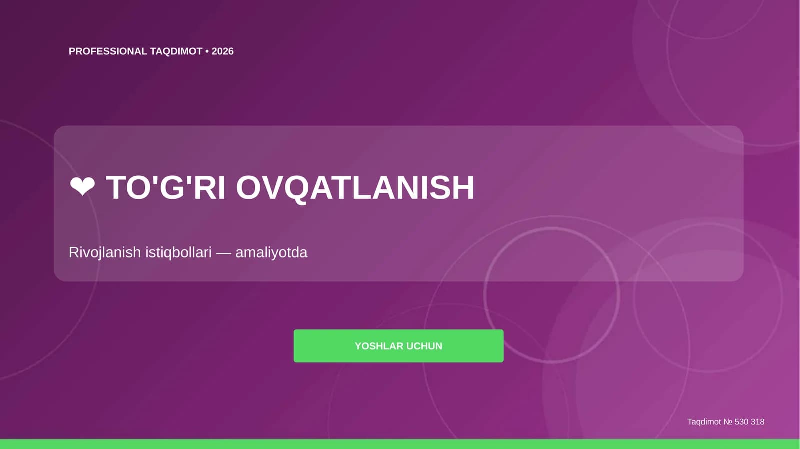 TO'G'RI OVQATLANISH