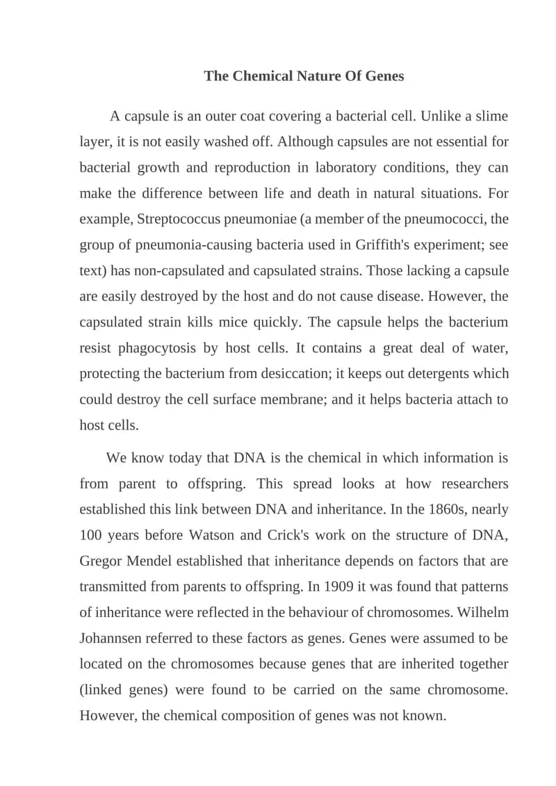 The Chemical Nature Of Genes