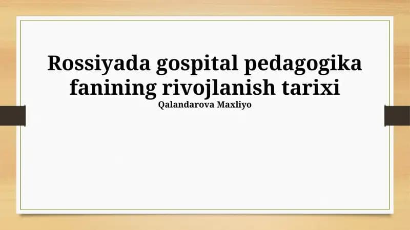 Kasalxona Pedagogikasi va Tibbiy Kadrlar Tayyorlash