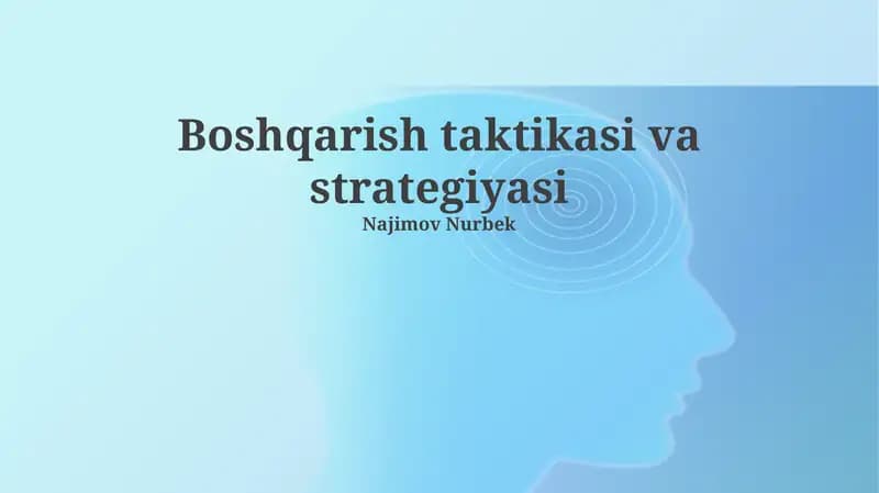 Boshqarish taktikasi va strategiyasi
