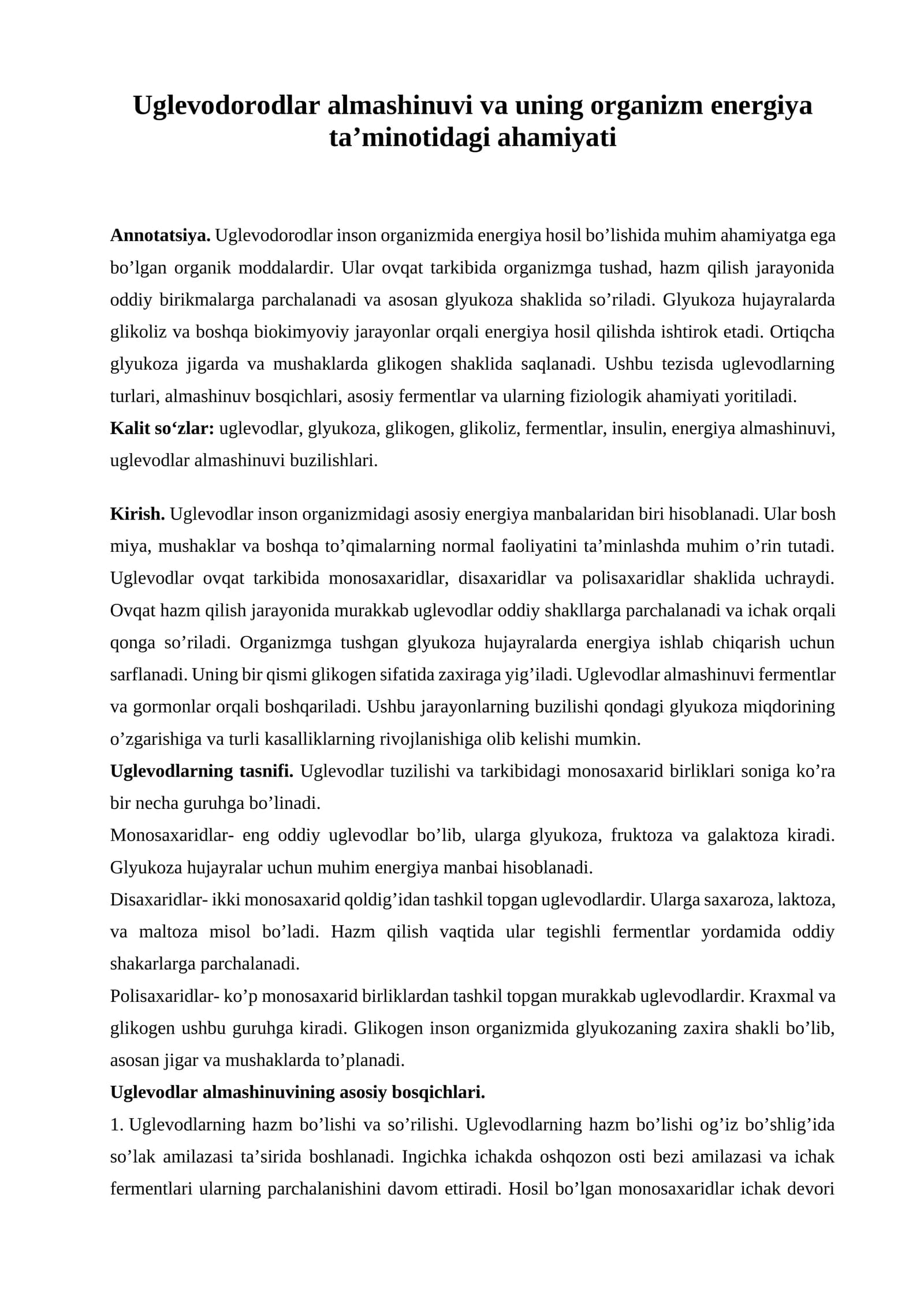 Uglevodlar