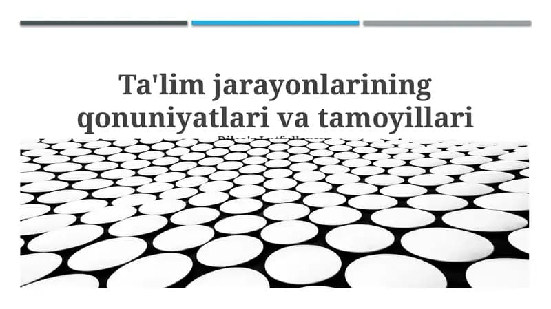 Ta'lim jarayonlarining qonuniyatlari va tamoyillari