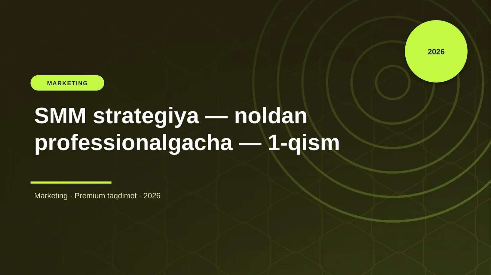 SMM strategiya — noldan professionalgacha — 1-qism