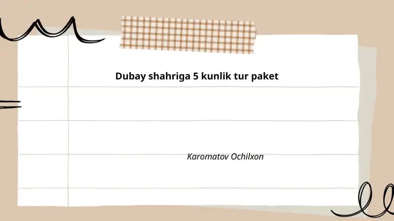 Dubay shahriga 5 kunlik tur paket