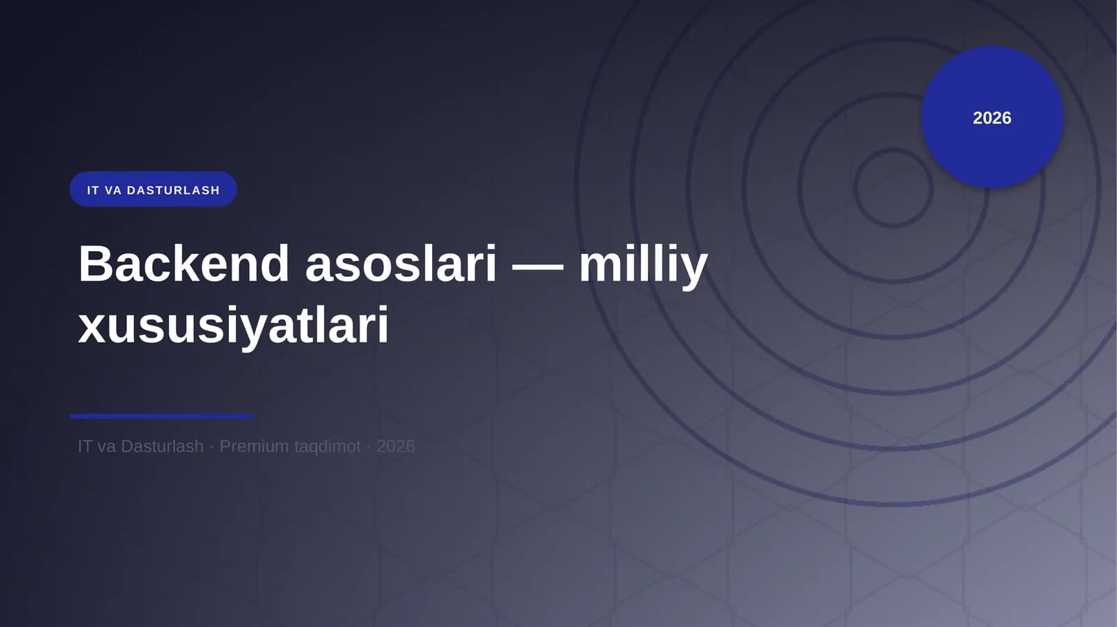Backend asoslari — milliy xususiyatlari