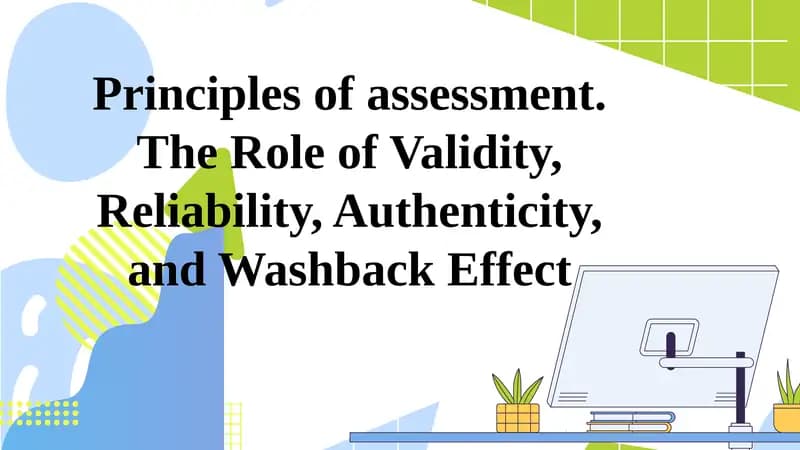 Principles of assessment