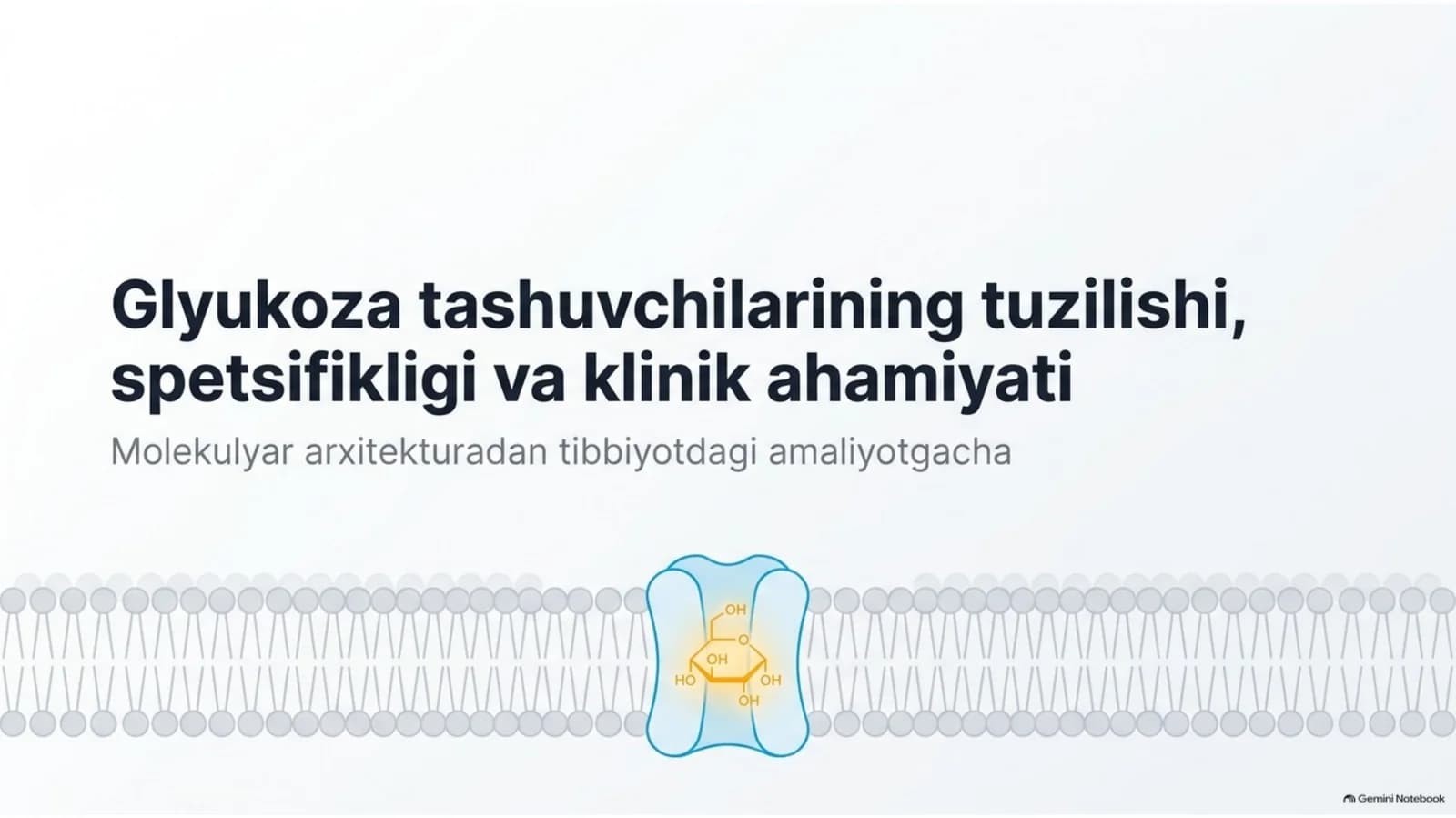 Glyukoza tashuvchilari: tuzilishi, spetsifikligi va klinik ahamiyati — 15 slayd