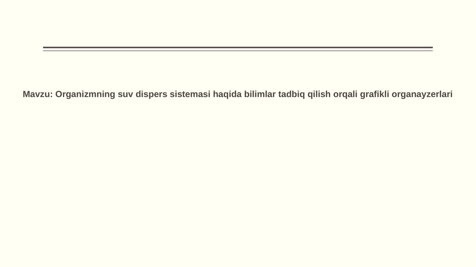 Organizmningsuvdisperssistemasi haqida bilimlar tadbiq qilish orqali grafikli organayzerlari