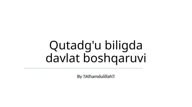 Qutadg'u biligda davlat boshqaruvi