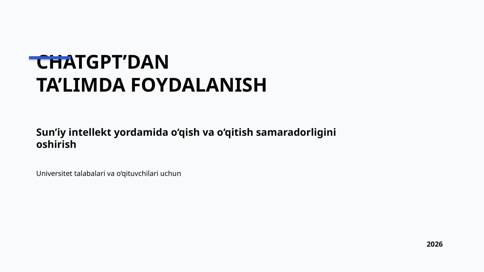 CHATGPT’DAN TA’LIMDA FOYDALANISH