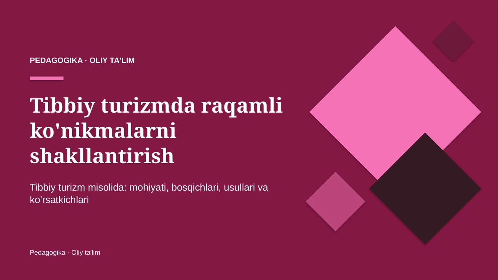 Tibbiy turizmda raqamli ko'nikmalarni shakllantirish