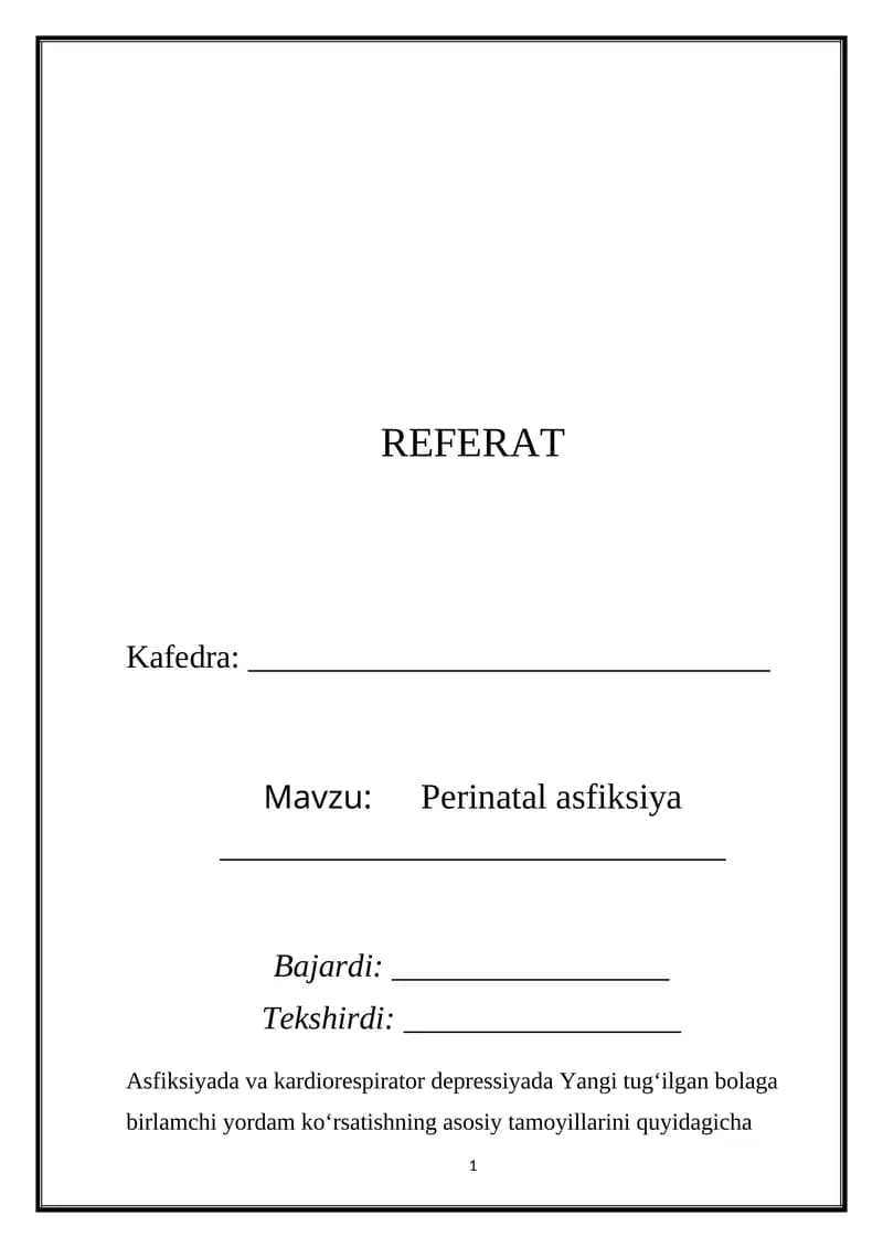 Perinatal asfiksiya