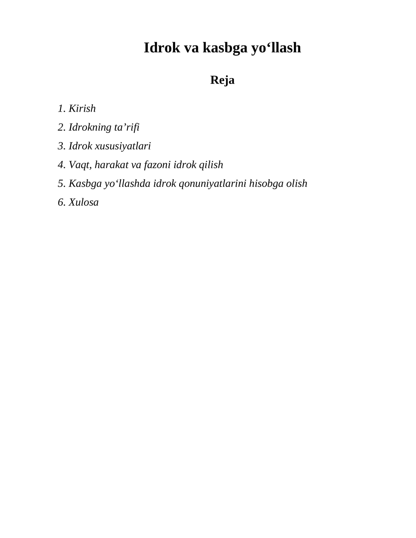 Idrok va kasbga yoʻllash