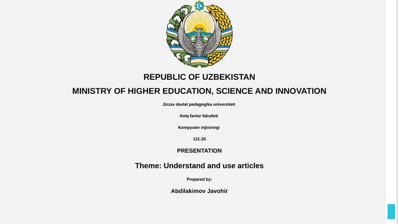 Understand and use articles