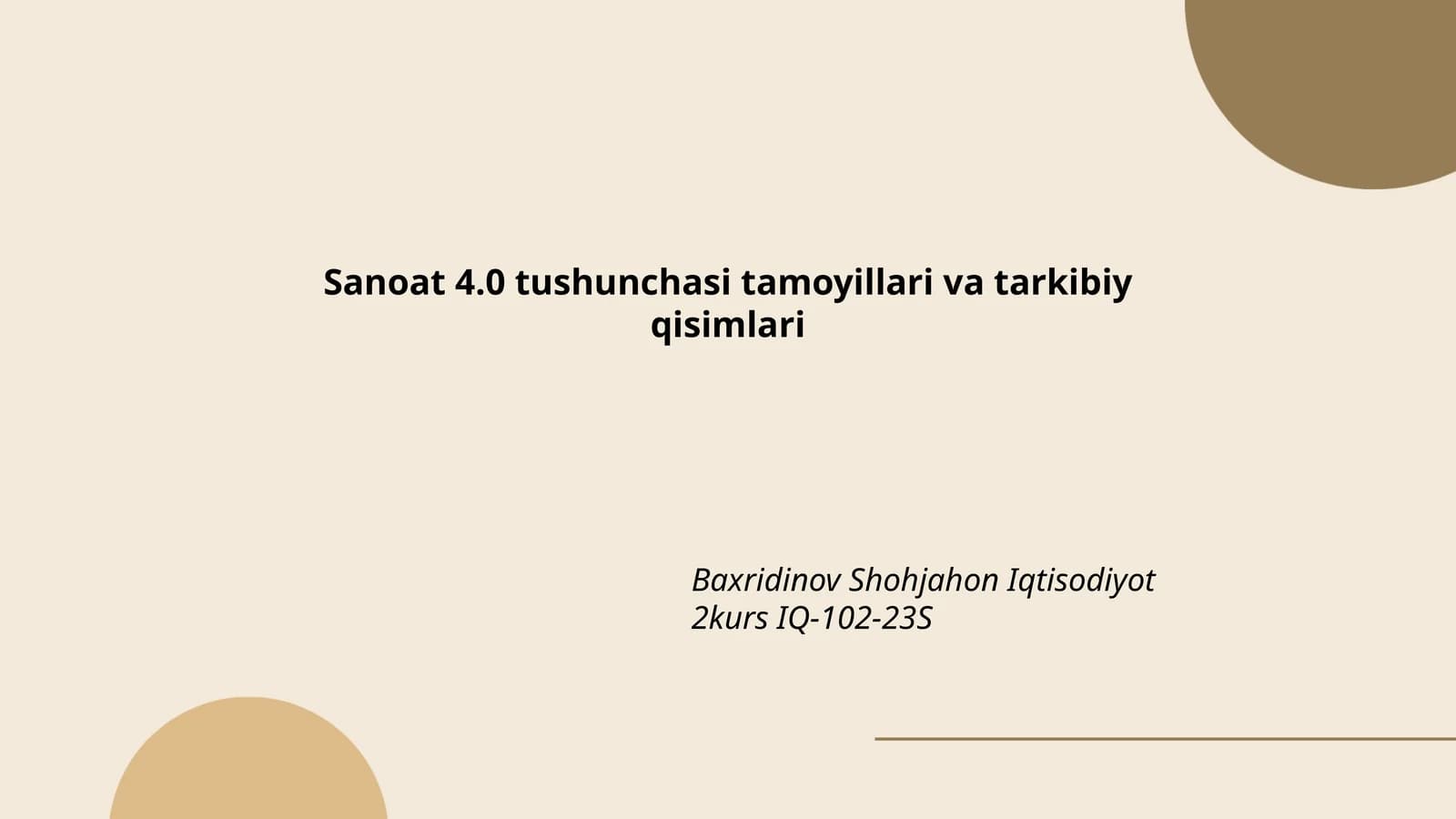 Sanoat 4.0 tushunchasi tamoyillari va tarkibiy qisimlari