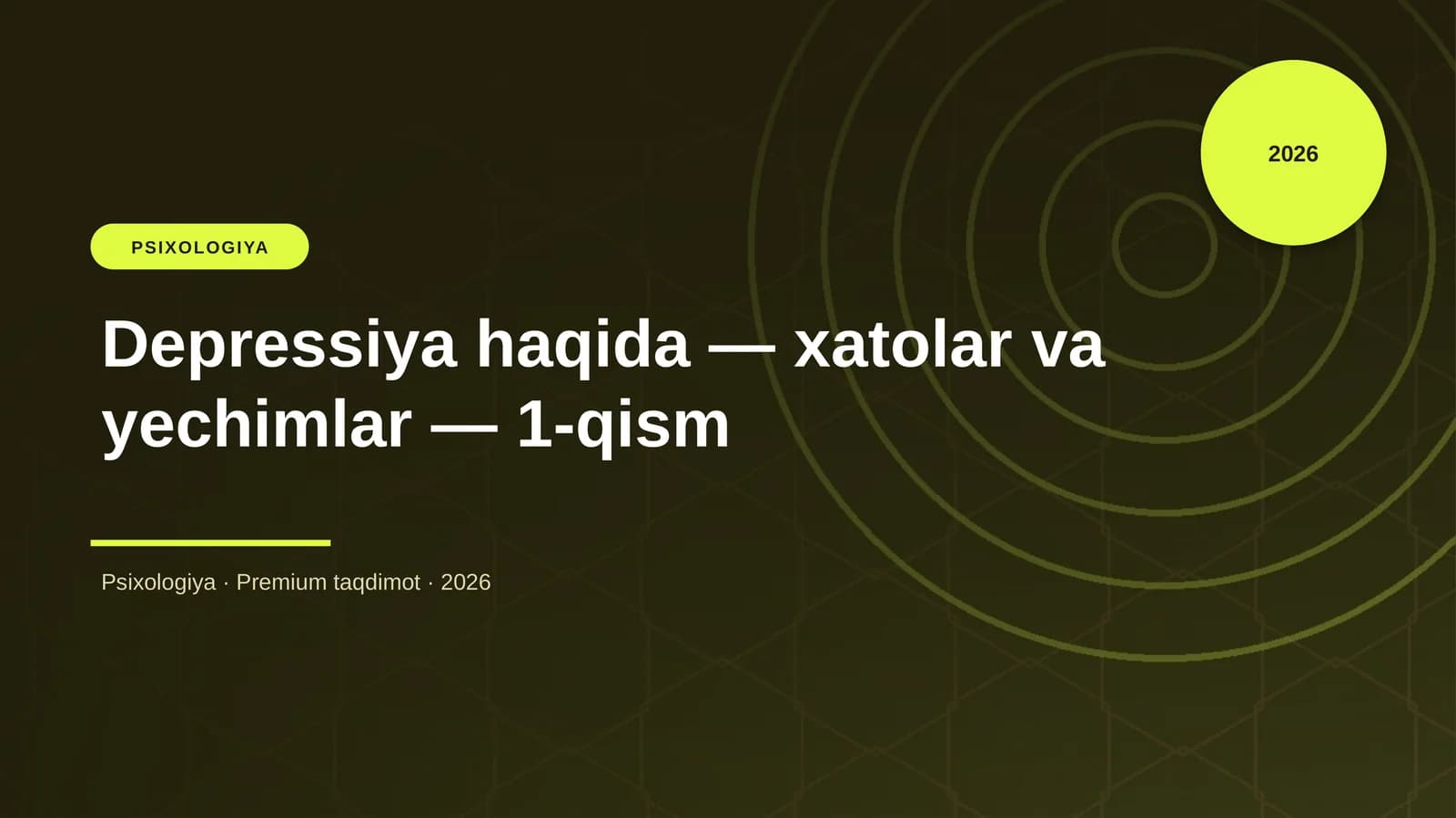 Depressiya haqida — xatolar va yechimlar — 1-qism