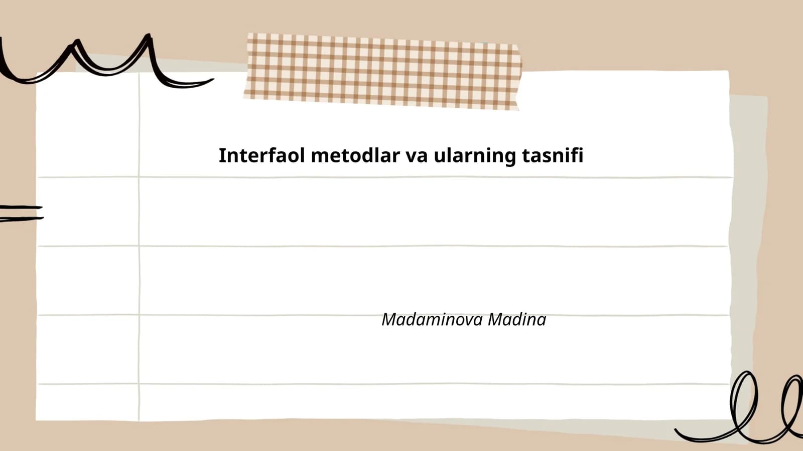 Interfaol metodlar va ularning tasnifi