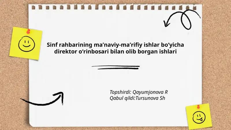 Sinf Rahbari va maʼnaviy-maʼrifiy ishlar boʻyicha direktor oʻrinbosari