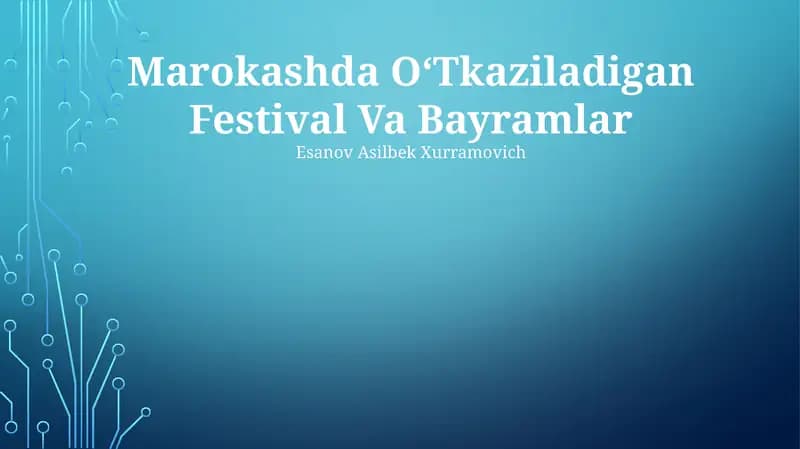 Marokashda O‘Tkaziladigan Festival Va Bayramlar