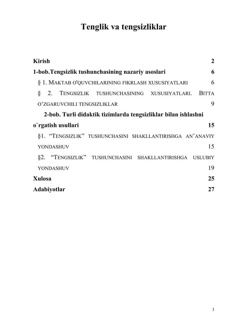 tenglik, tengsizlik