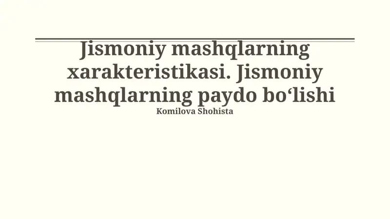 Jismoniy mashqlar va sog’liq
