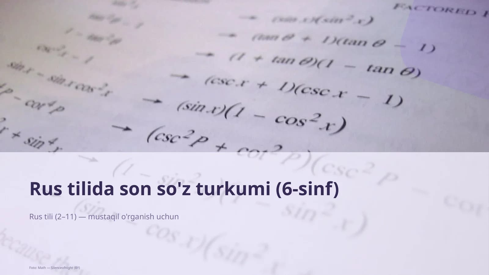 Rus tilida son so'z turkumi (6-sinf)