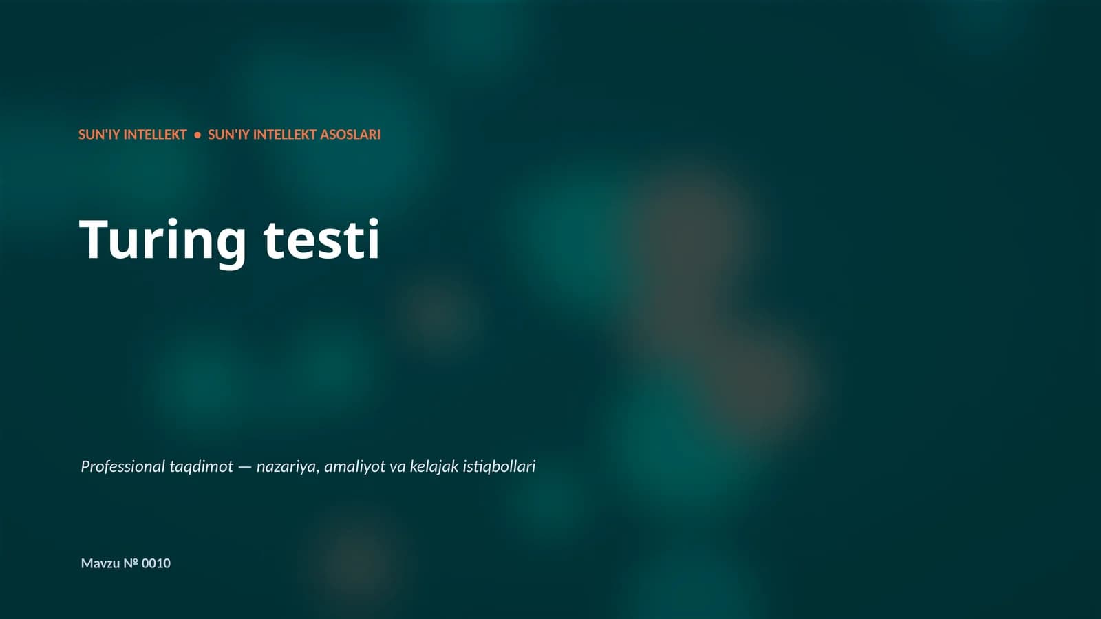 SUN'IY INTELLEKT ASOSLARI
