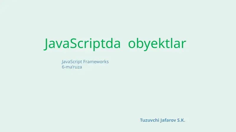 JavaScriptdaobyektlar