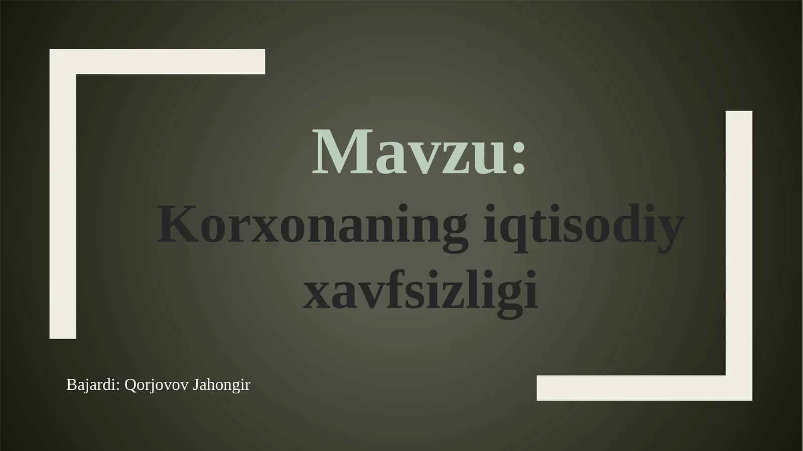 Korxonaning iqtisodiy xavfsizligi